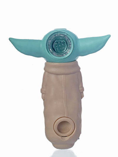 Silicone Baby Yoda Hand Pipe with Glass Bowl